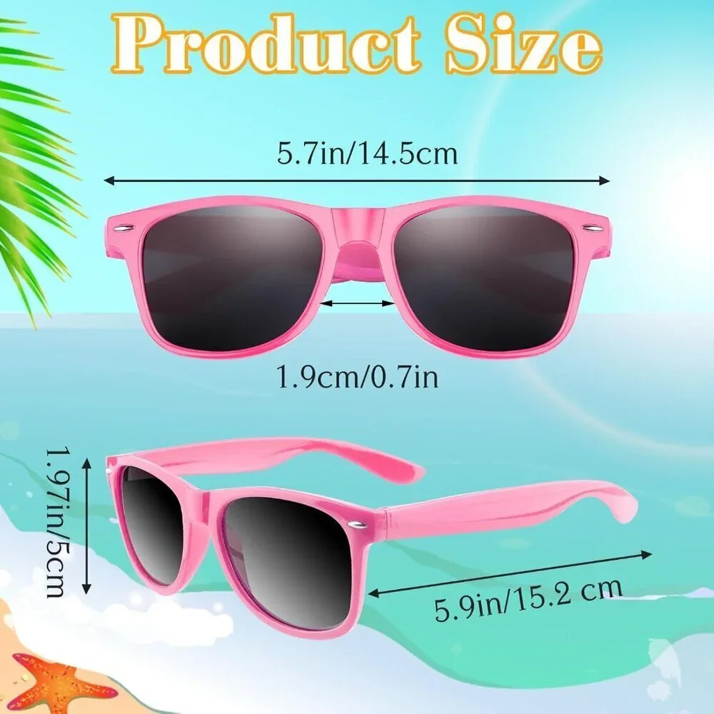 Bulk Pink Sunglasses 12 Pack Summer Party Accessories for Weddings Beach